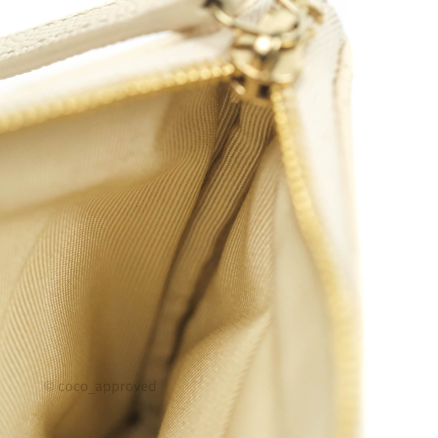 Chanel Mini Quilted O Case Ivory Caviar Gold Hardware
