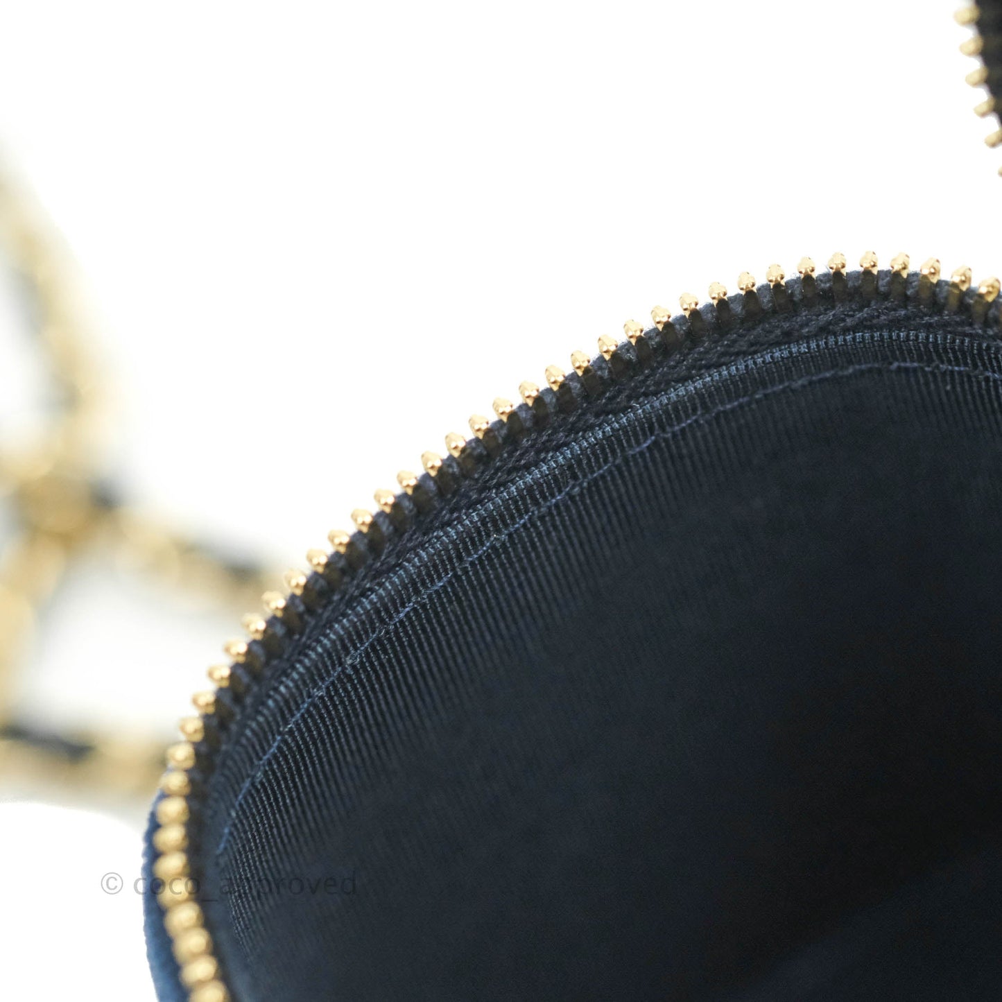 Chanel Classic Mini Crystal Pearl Crush Vanity With Chain Navy Velvet Gold Hardware