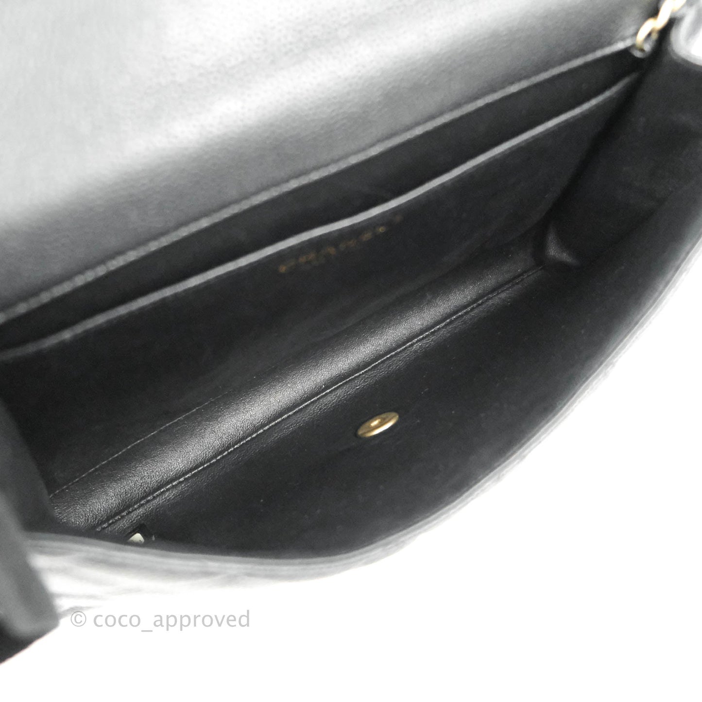 Chanel Quilted Clutch with Chain Caviar Iridescent Black Gold Hardware