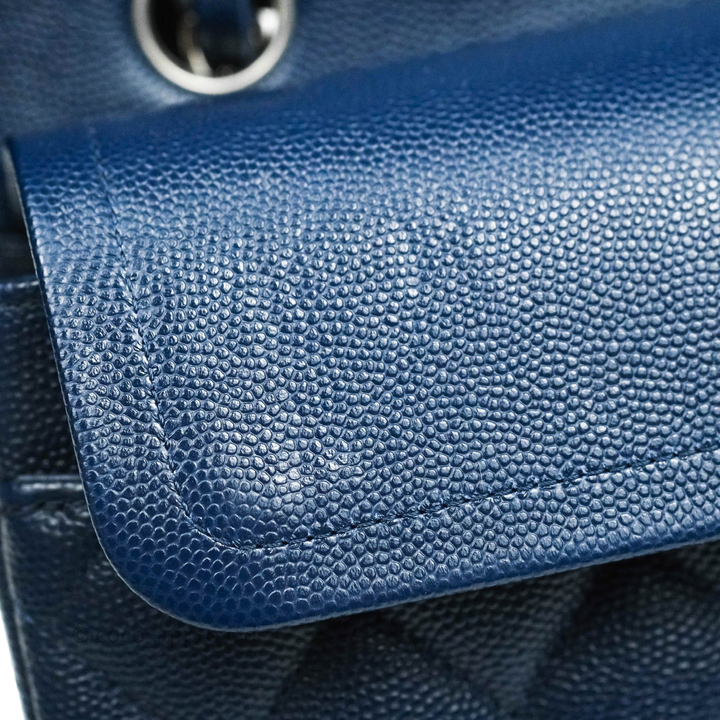 Chanel Classic Small S/M Flap Dark Blue Caviar Silver Hardware 17B