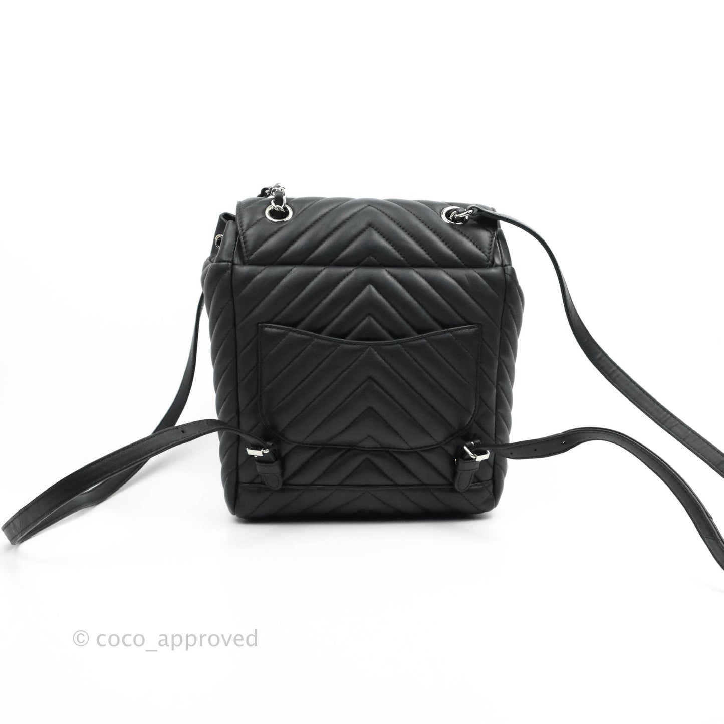 Chanel Small Chevron Urban Spirit Backpack Black Calfskin Silver Hardware