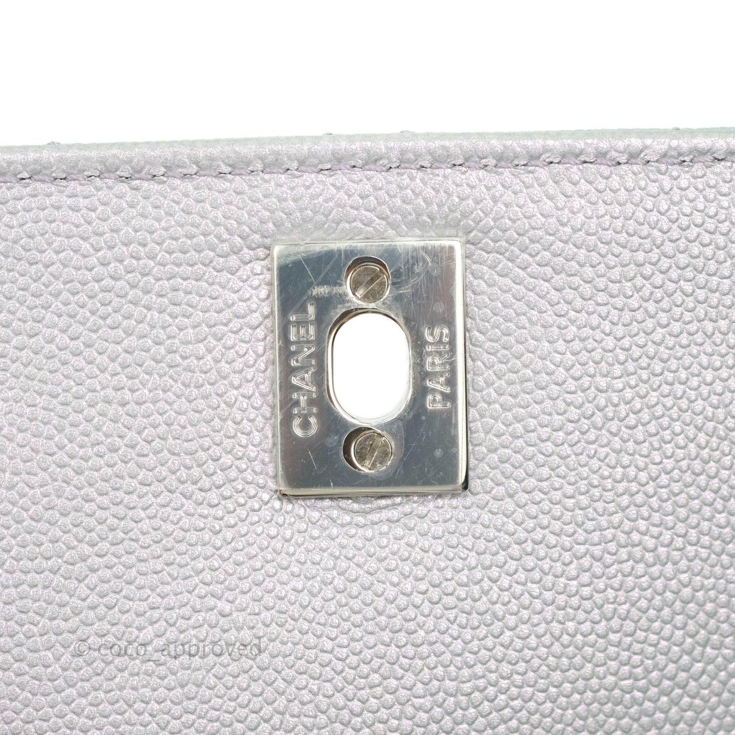 Chanel Extra Mini Coco Handle Quilted Iridescent Lilac Caviar Rainbow Hardware