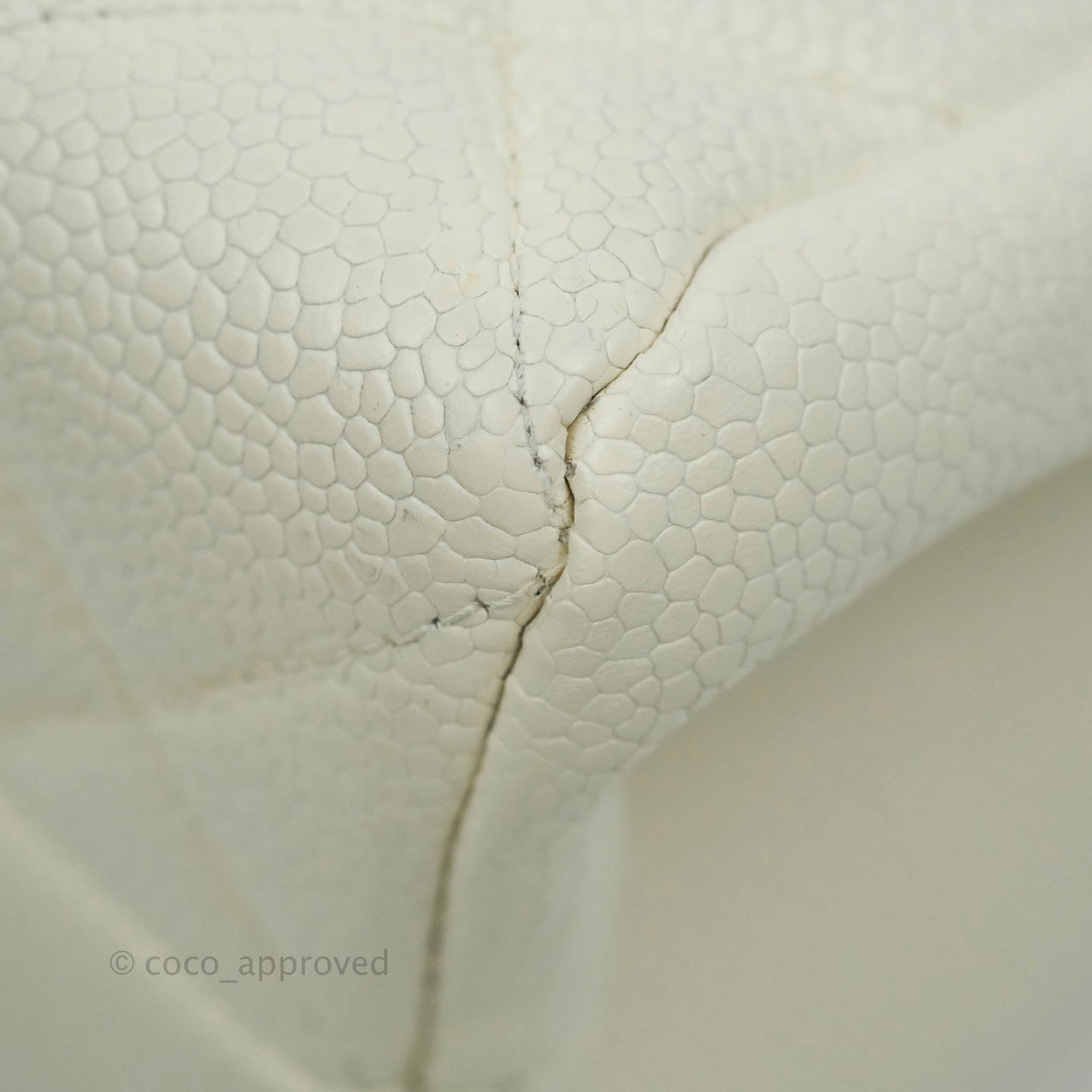 Chanel Vintage Quilted Flap Bag White Caviar 24K Gold Hardware