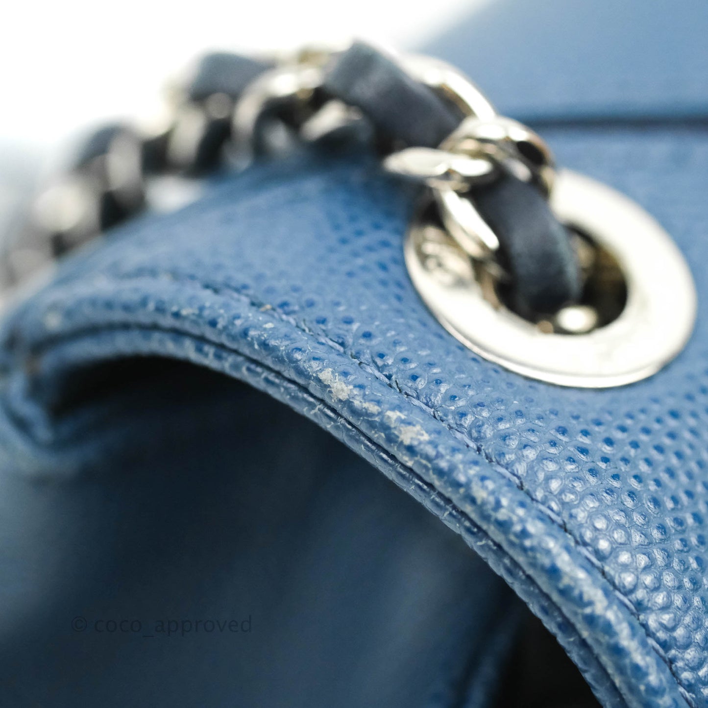 Chanel CC Chevron Flap Bag Navy Caviar Silver Hardware