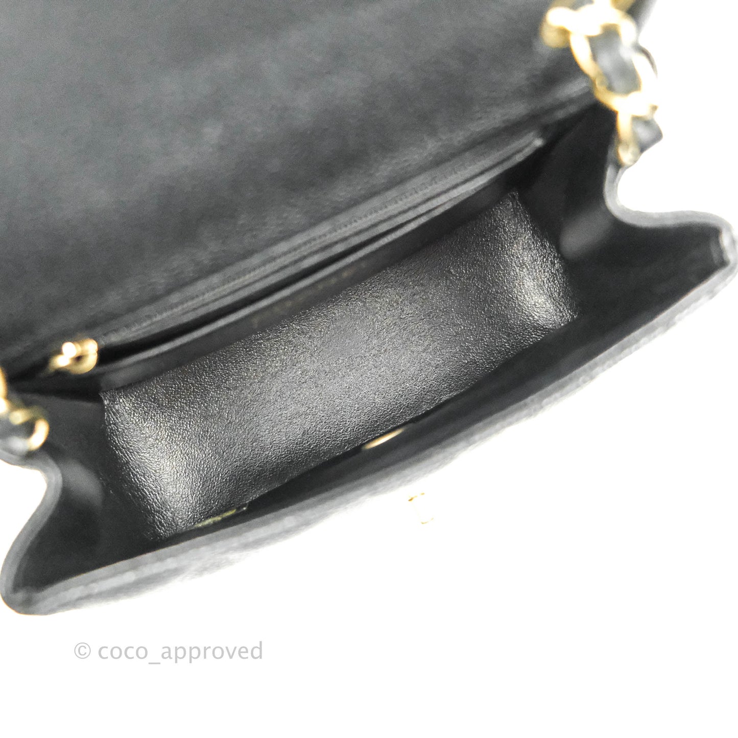 Chanel Quilted Mini Square Iridescent Black Caviar Matte Gold Hardware