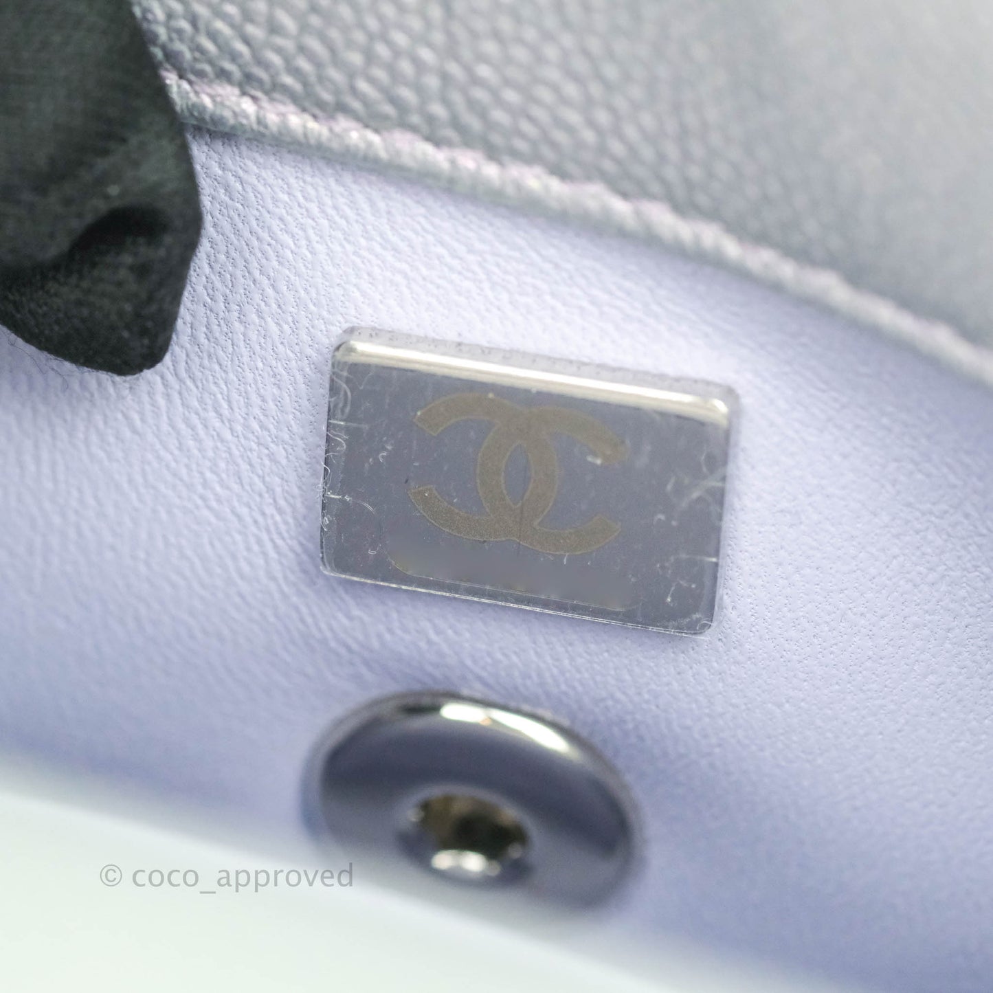 Chanel Extra Mini Coco Handle Quilted Iridescent Lilac Caviar Rainbow Hardware