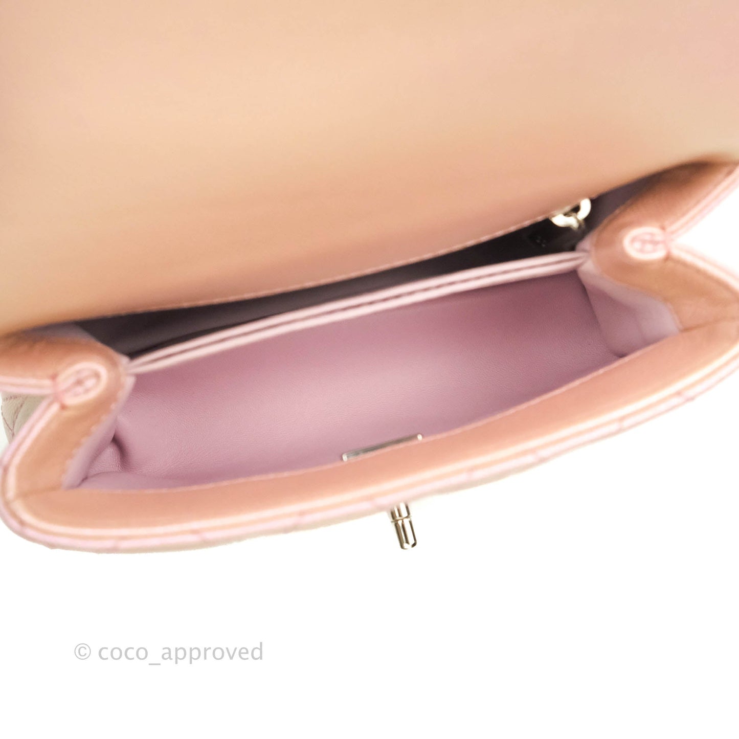Chanel Mini Coco Handle Iridescent Pink Caviar Rainbow Hardware
