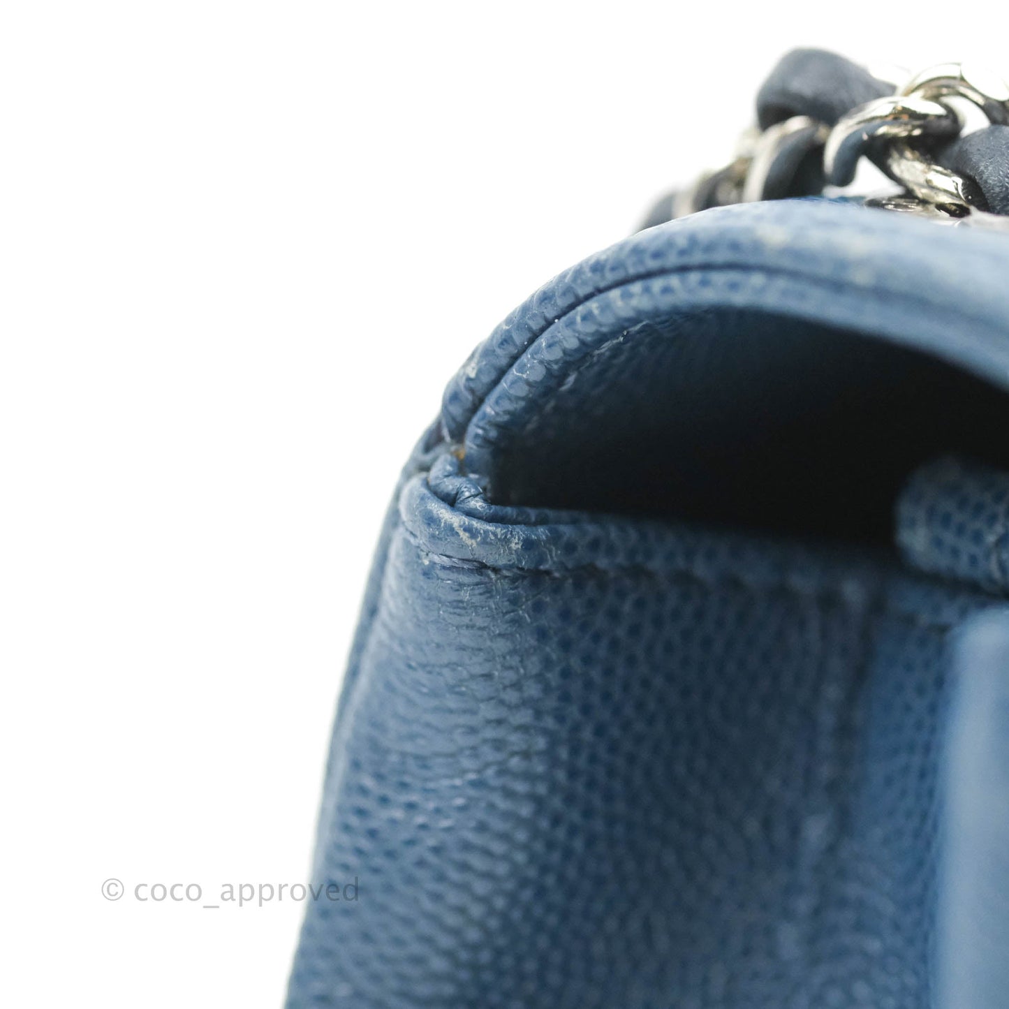 Chanel CC Chevron Flap Bag Navy Caviar Silver Hardware