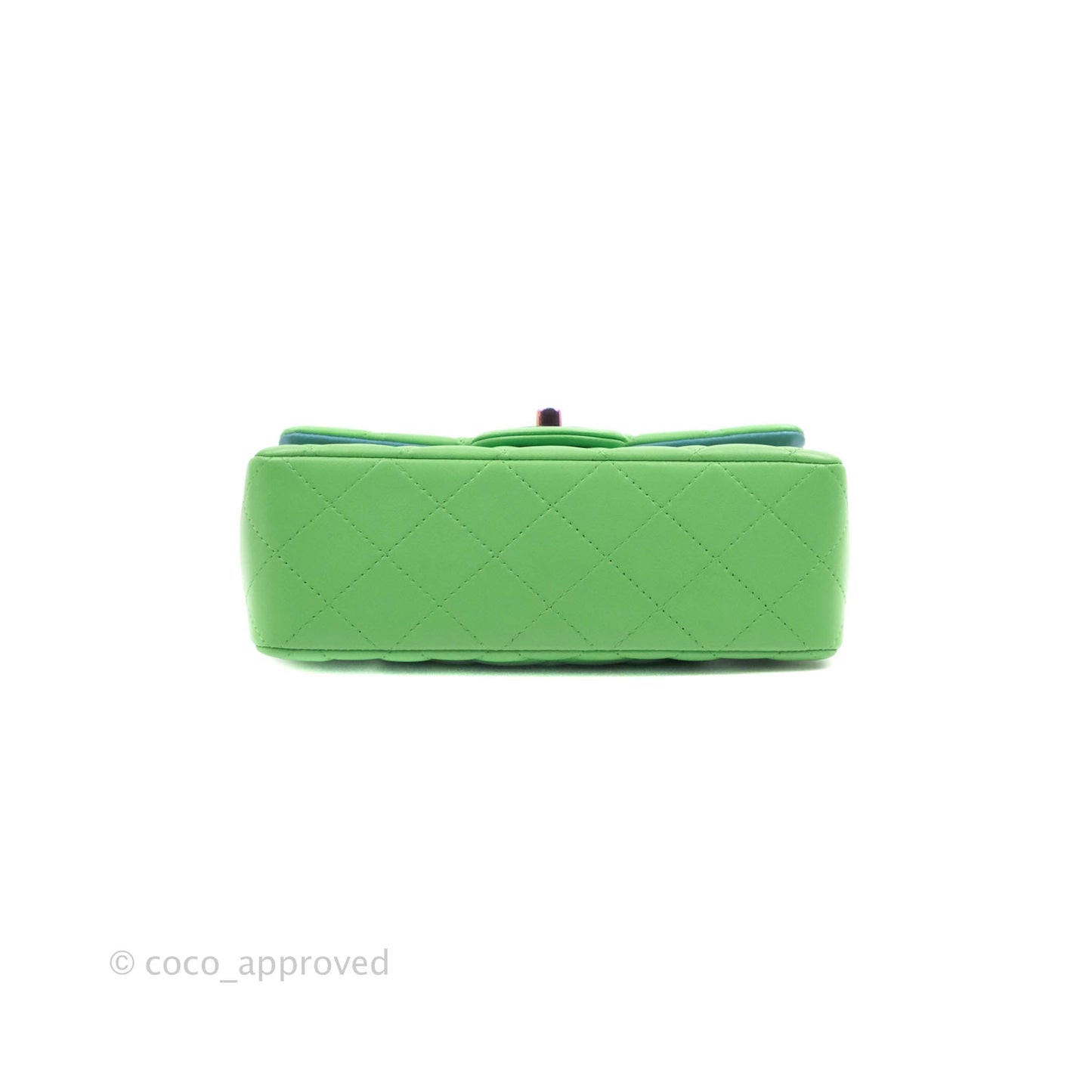 Chanel Mini Rectangular Green Lambskin Rainbow Hardware