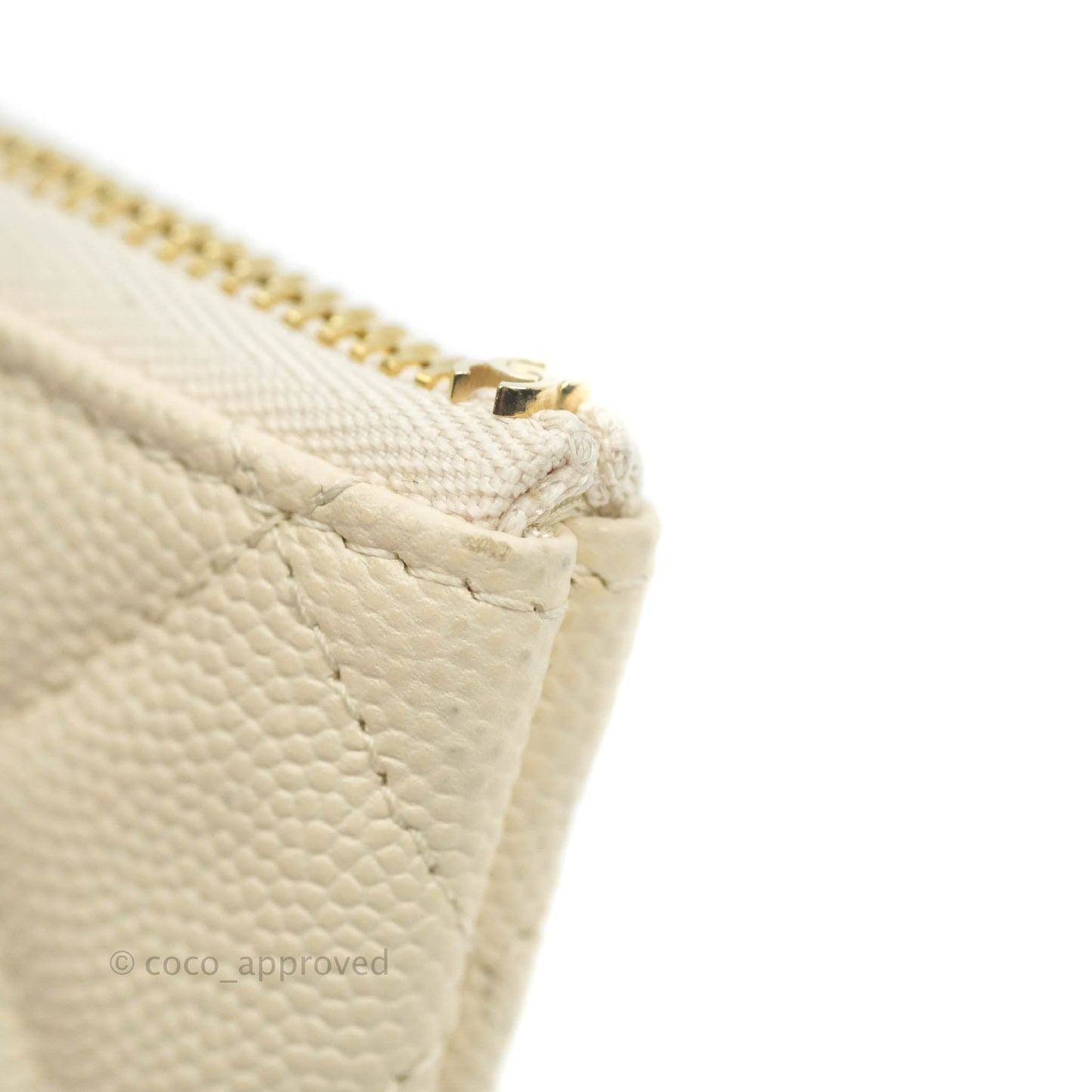 Chanel Mini Quilted O Case Ivory Caviar Gold Hardware