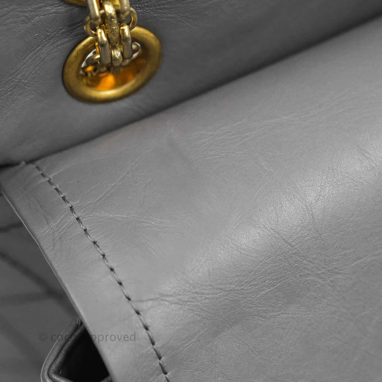 Chanel Quilted Reissue 226 Flap Grey Calfskin Aged Gold Hardware
