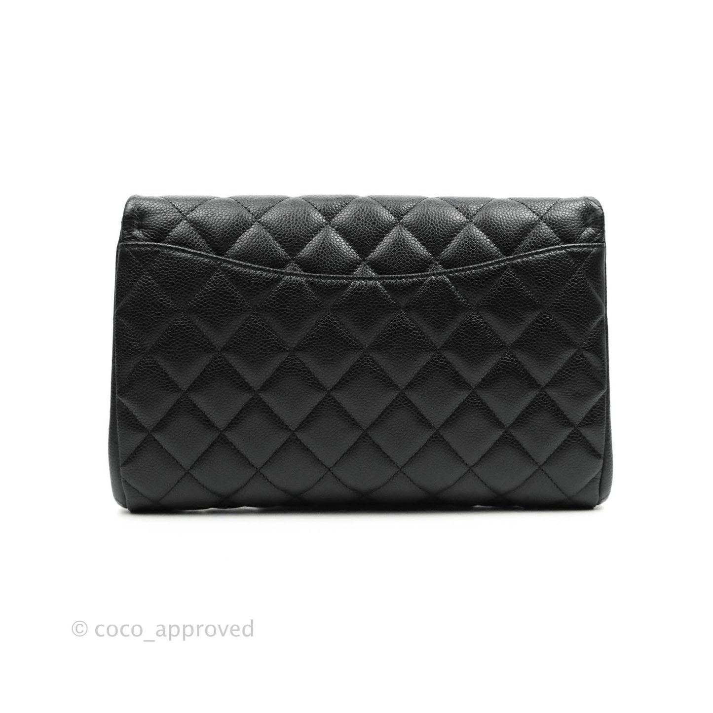 Chanel Quilted Clutch with Chain Caviar Black Silver Hardware