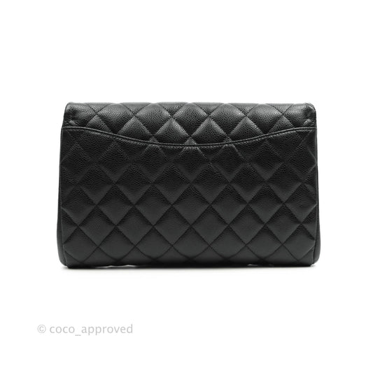 Chanel Quilted Clutch with Chain Caviar Black Silver Hardware