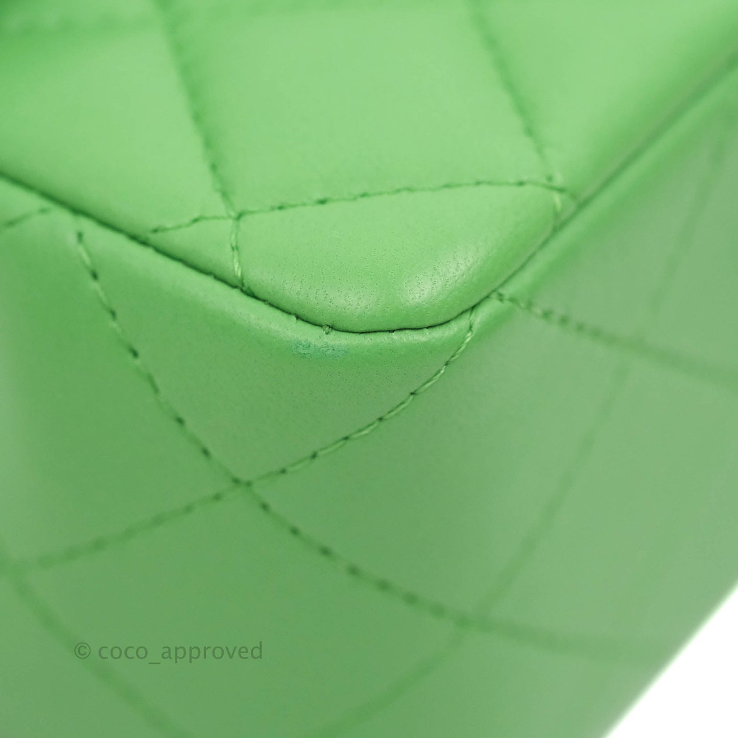 Chanel Mini Rectangular Green Lambskin Rainbow Hardware