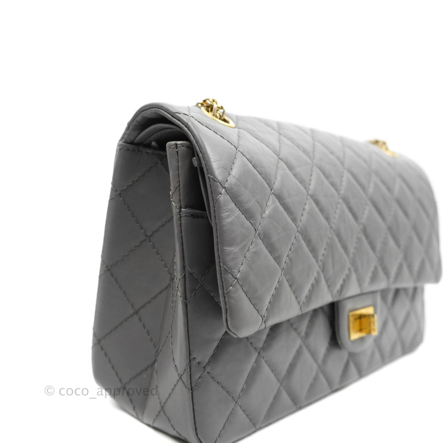 Chanel Quilted Reissue 226 Flap Grey Calfskin Aged Gold Hardware