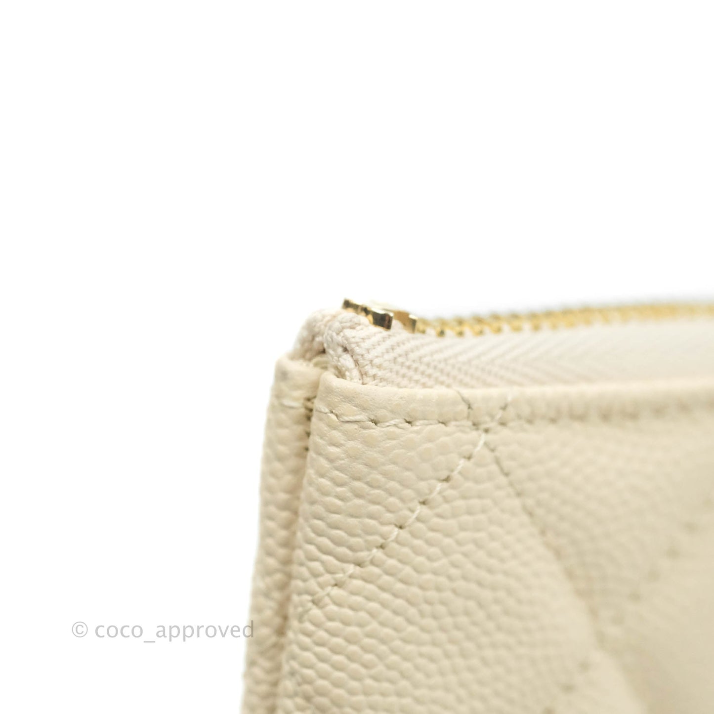 Chanel Mini Quilted O Case Ivory Caviar Gold Hardware