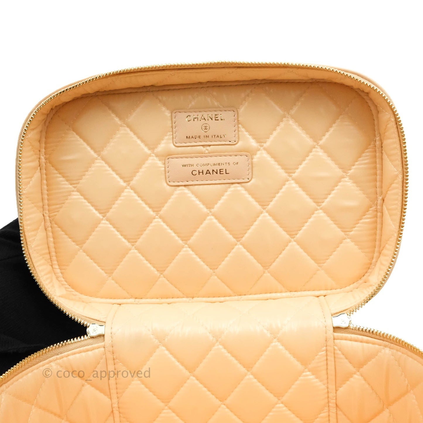 Chanel Classic Vanity Pouch with Handle Light Beige Lambskin Gold Hardware