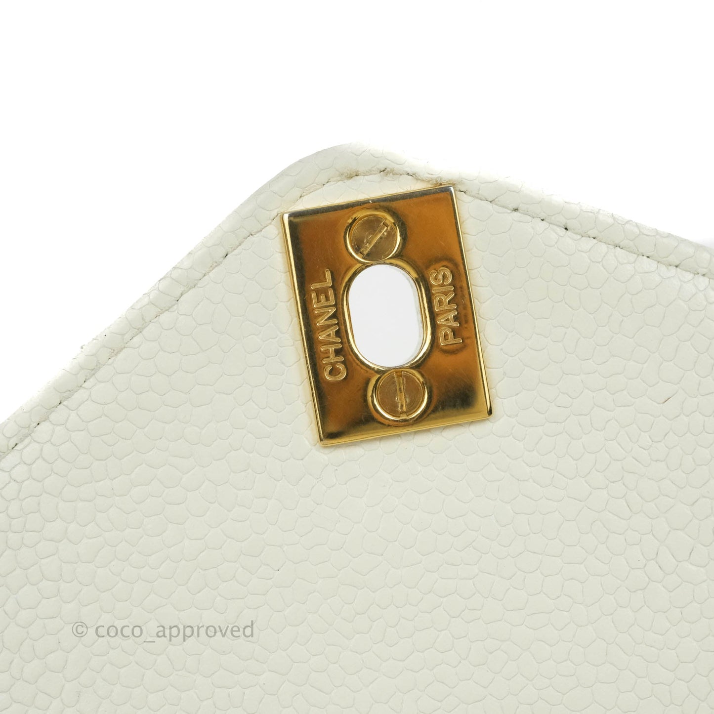 Chanel Vintage Quilted Flap Bag White Caviar 24K Gold Hardware