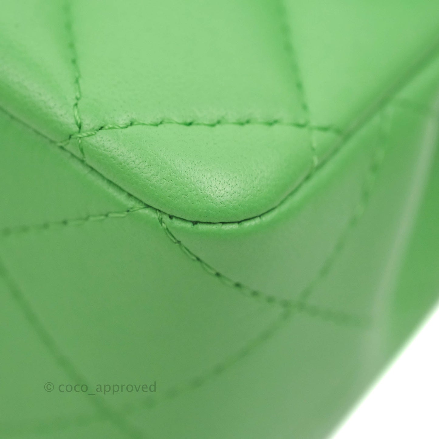 Chanel Mini Rectangular Green Lambskin Rainbow Hardware