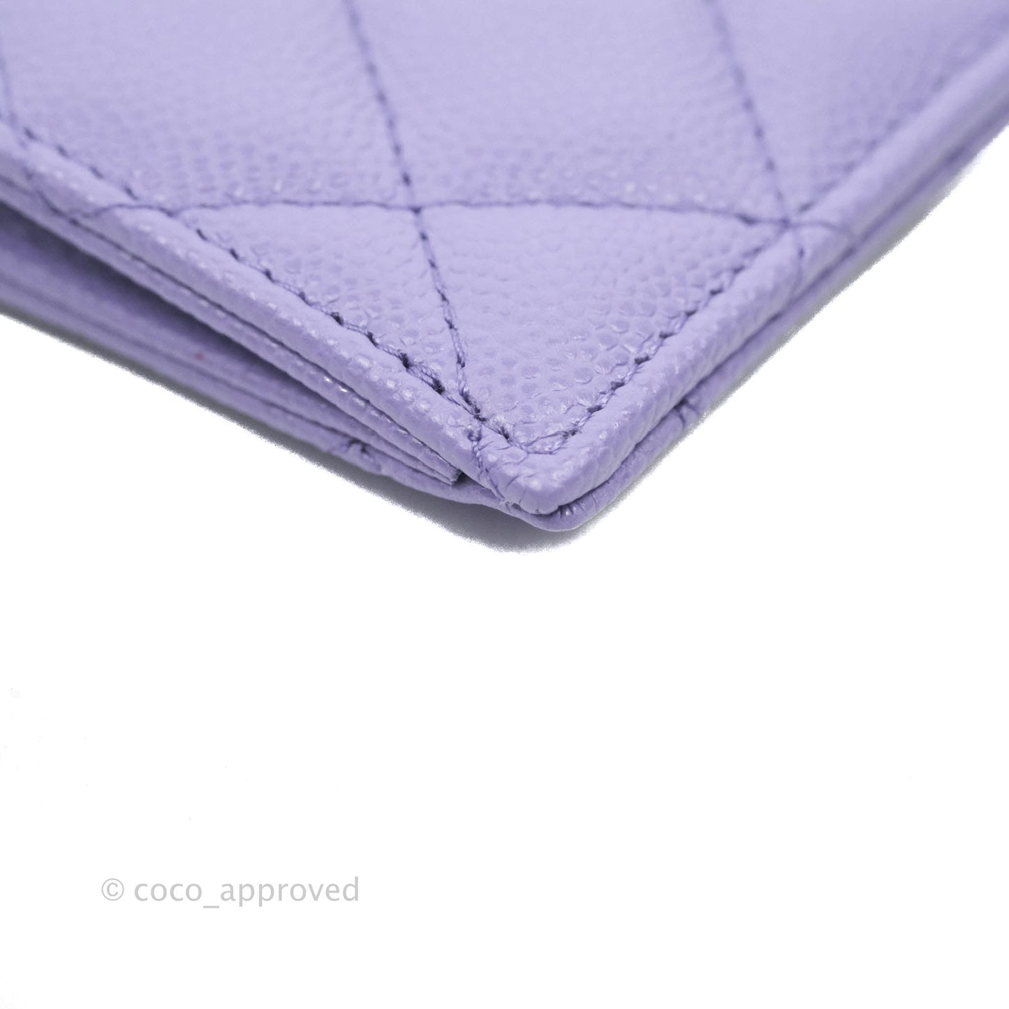 Chanel Quilted CC Zipped Card Holder Caviar Purple Gold Hardware