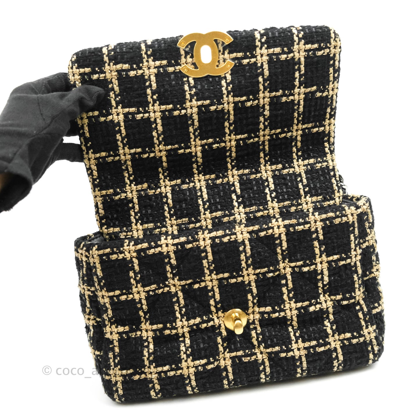 Chanel 19 Small Tweed Black Beige Mixed Hardware