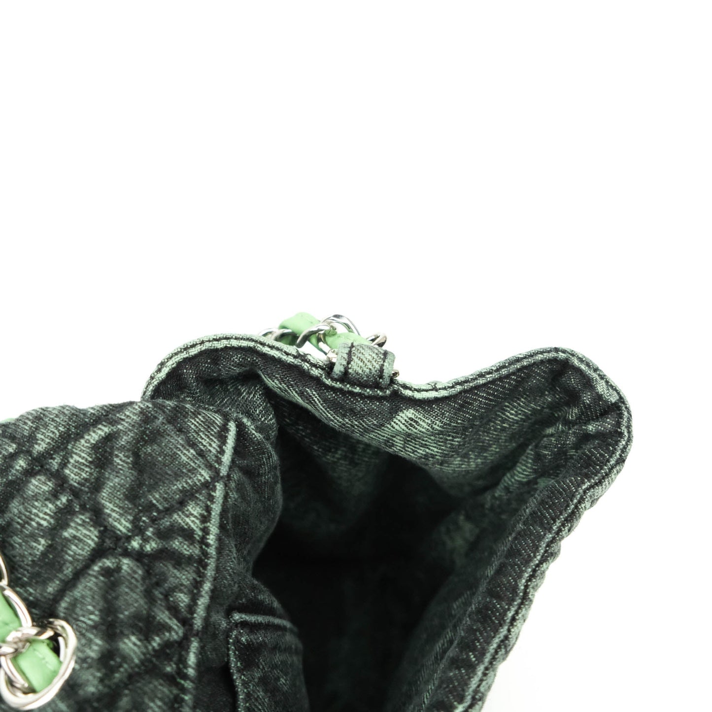 Chanel Small XXL Denimpression Flap Bag Aged Green Denim Silver Hardware