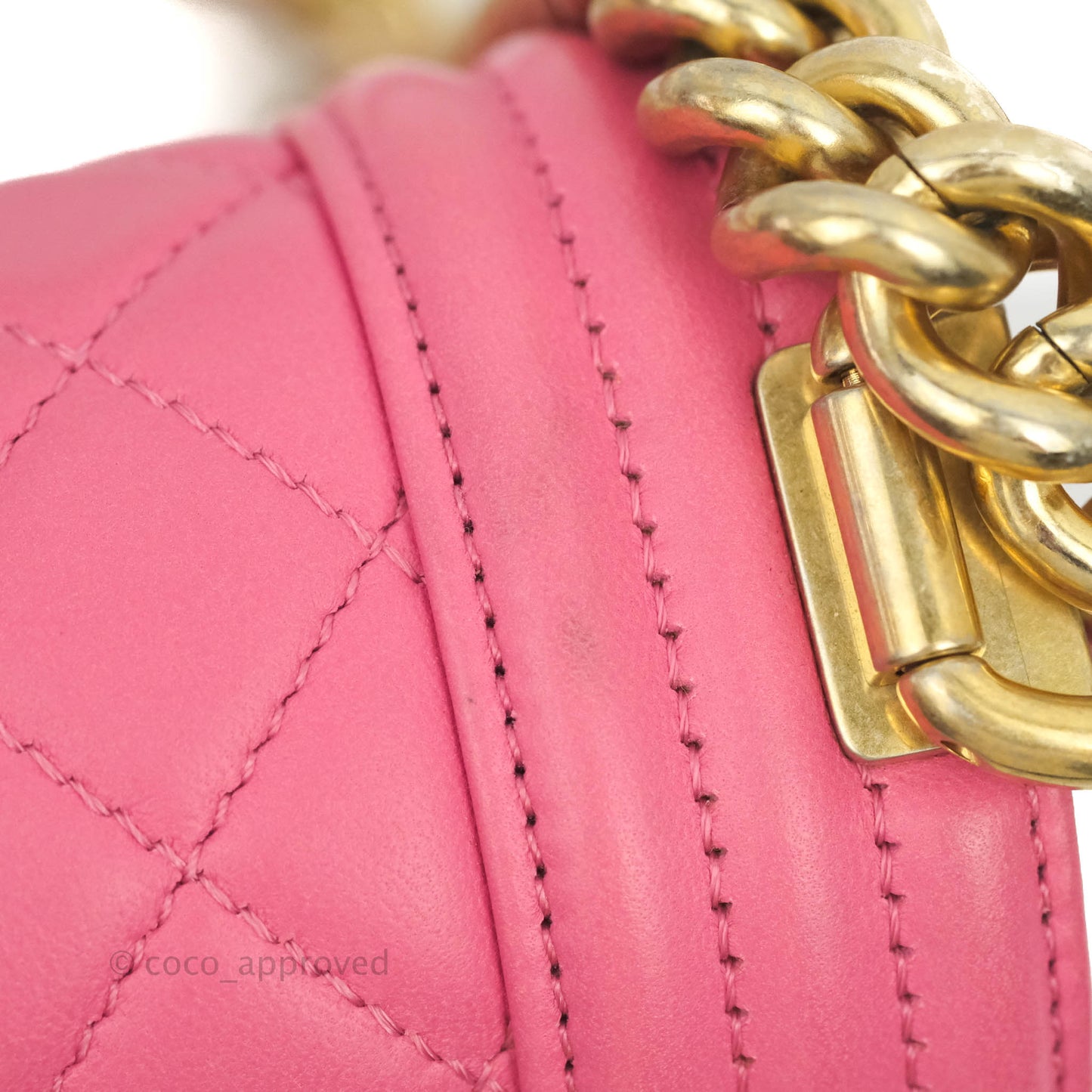 Chanel Quilted Medium Boy Bag Pink Lambskin Aged Gold Hardware