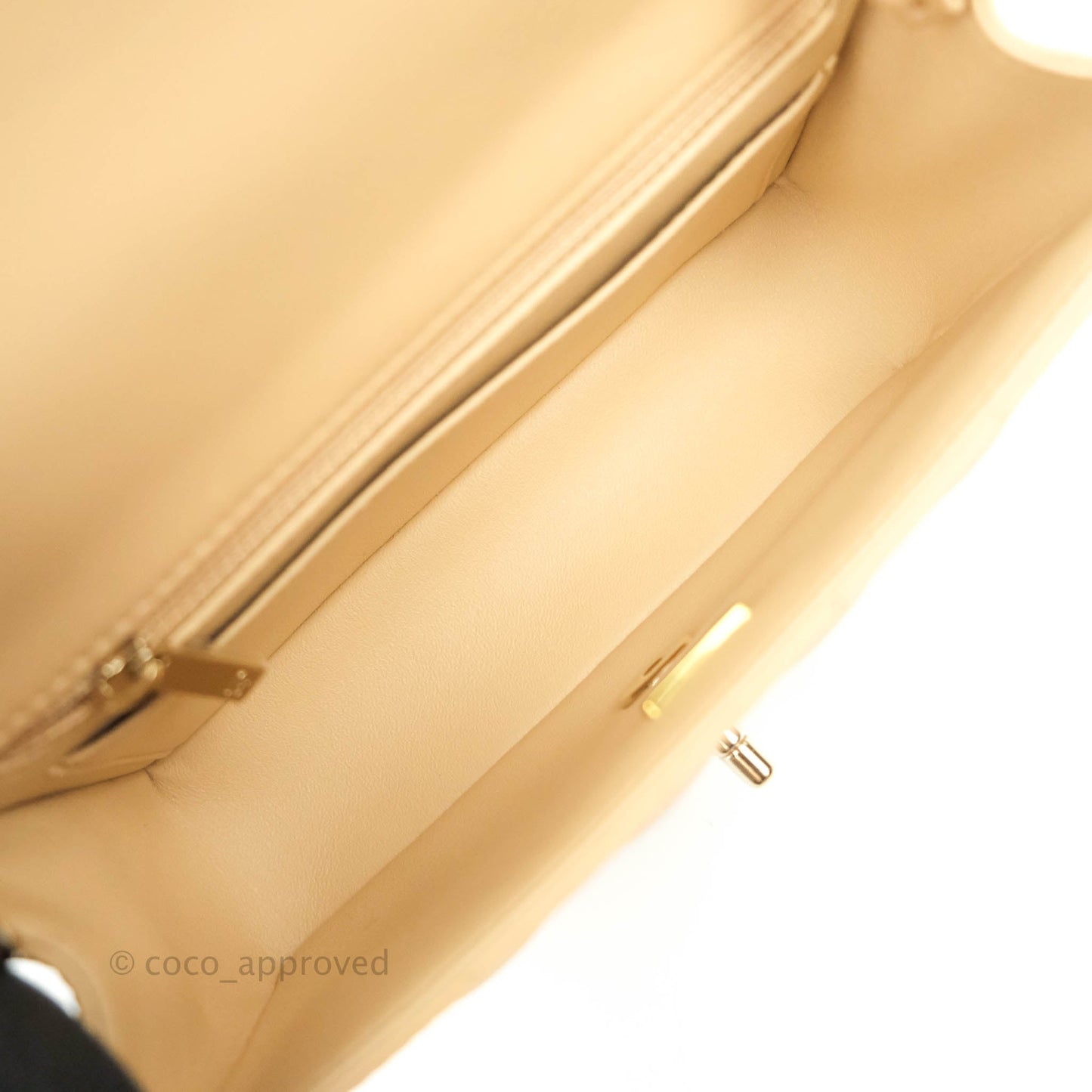 Chanel Classic Mini Rectangular Flap Beige Lambskin Gold Hardware 22C