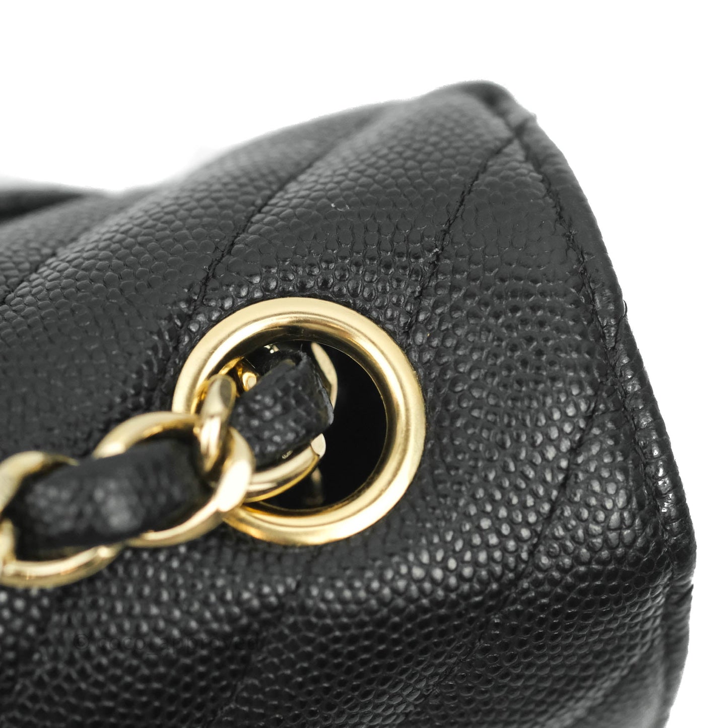 Chanel Chevron Mini Rectangular Flap Black Caviar Gold Hardware 18B