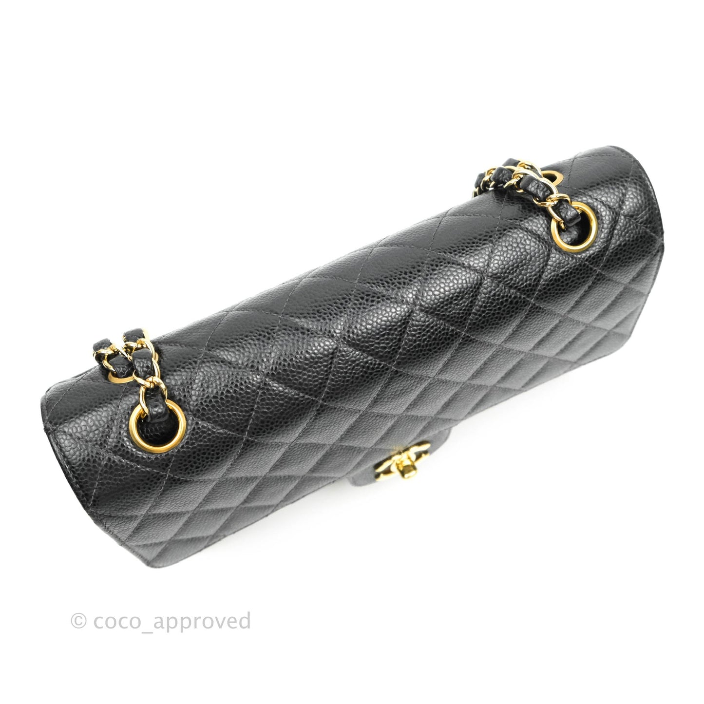 Chanel Classic M/L Medium Double Flap Black Caviar 24K Gold Hardware