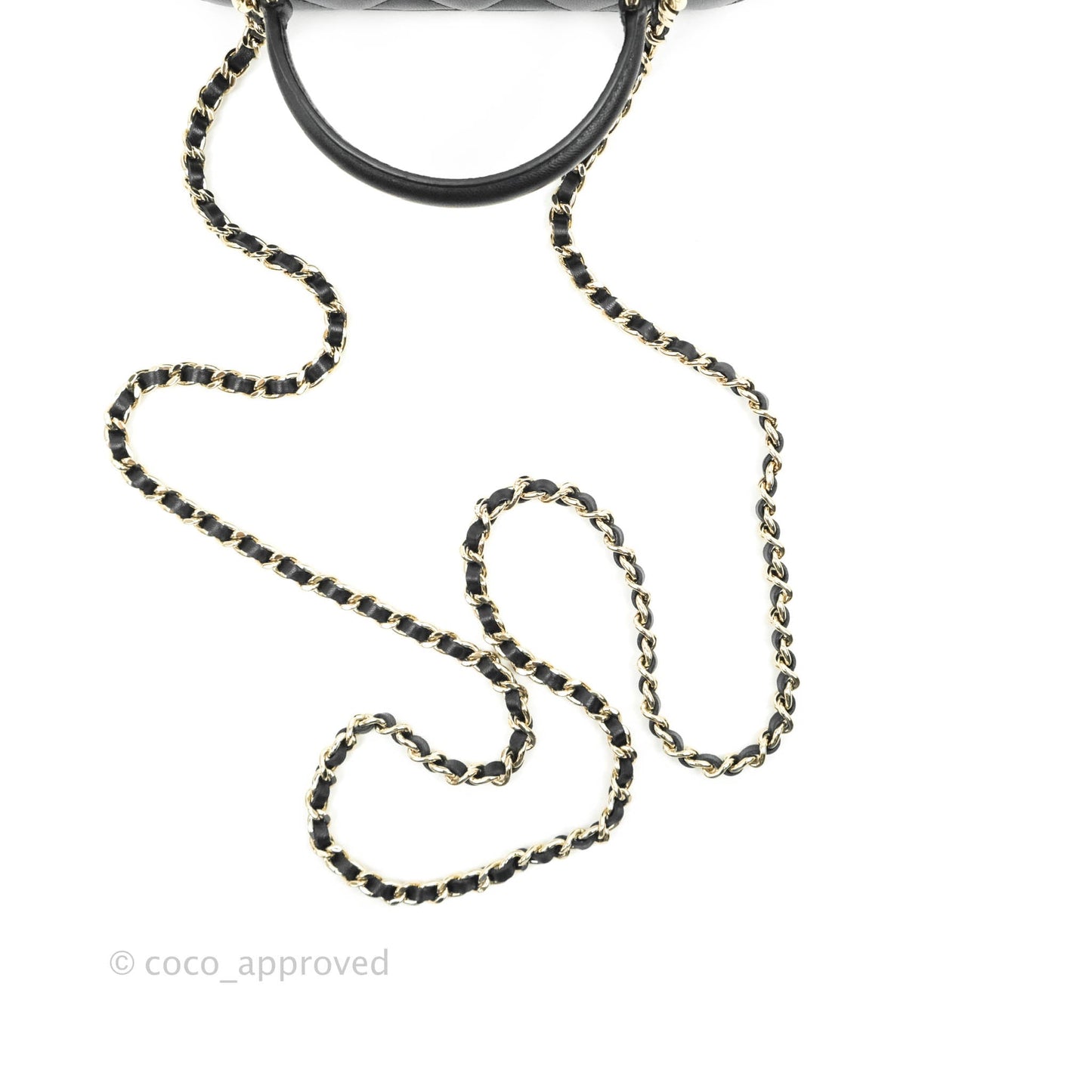 Chanel Classic Vanity Rectangular Top Handle With Chain Black Lambskin Gold Hardware