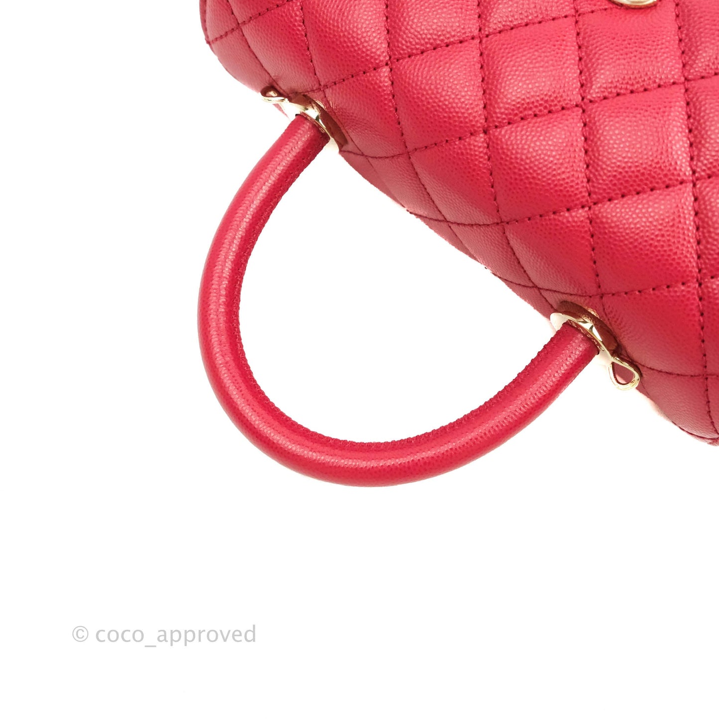 Chanel Small (Mini) Coco Handle Quilted Rosy Red Caviar Gold Hardware 21A