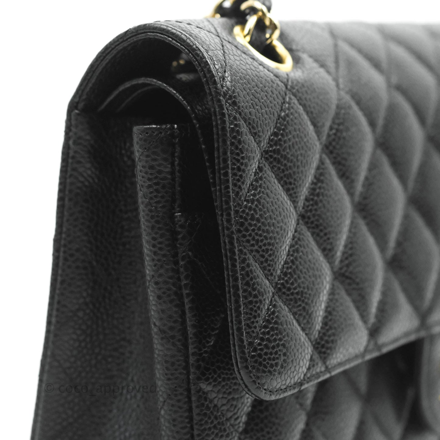 Chanel Classic M/L Medium Double Flap Black Caviar 24K Gold Hardware