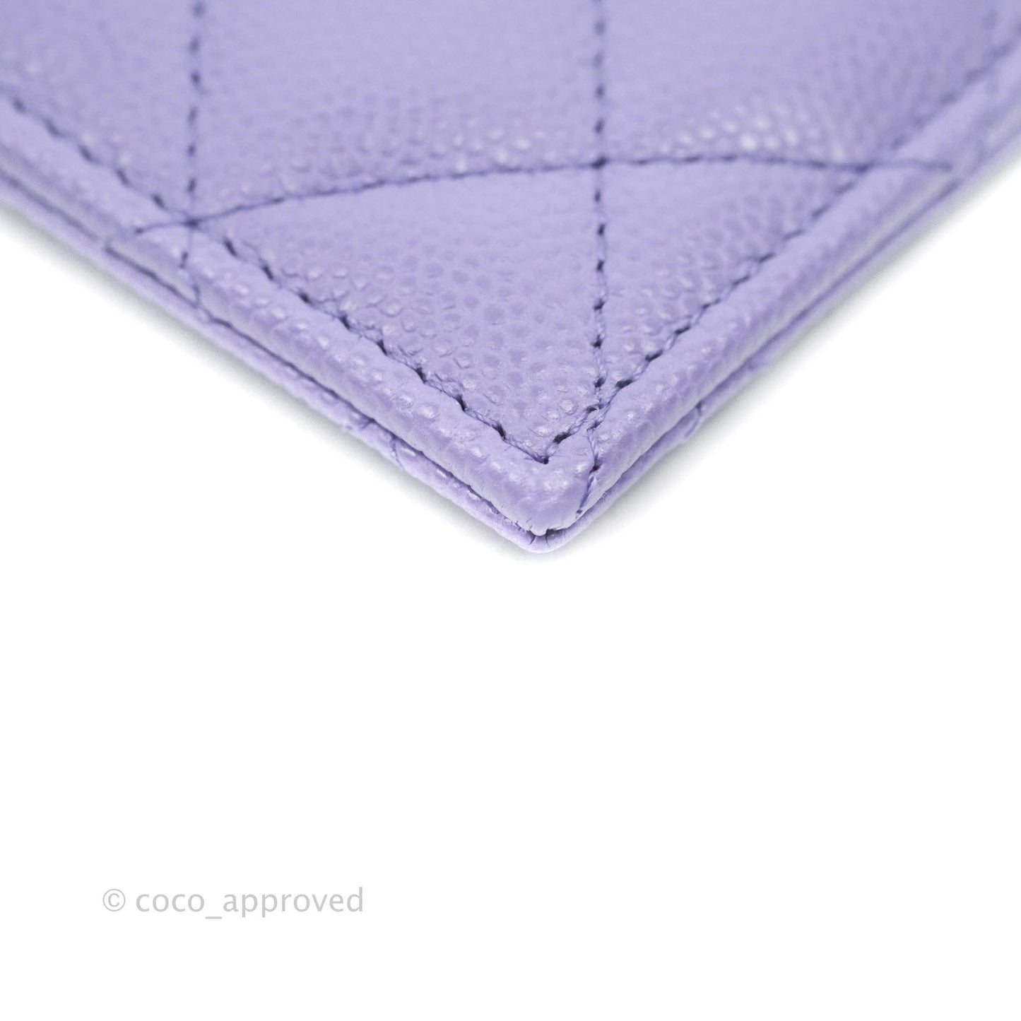 Chanel Quilted CC Zipped Card Holder Caviar Purple Gold Hardware