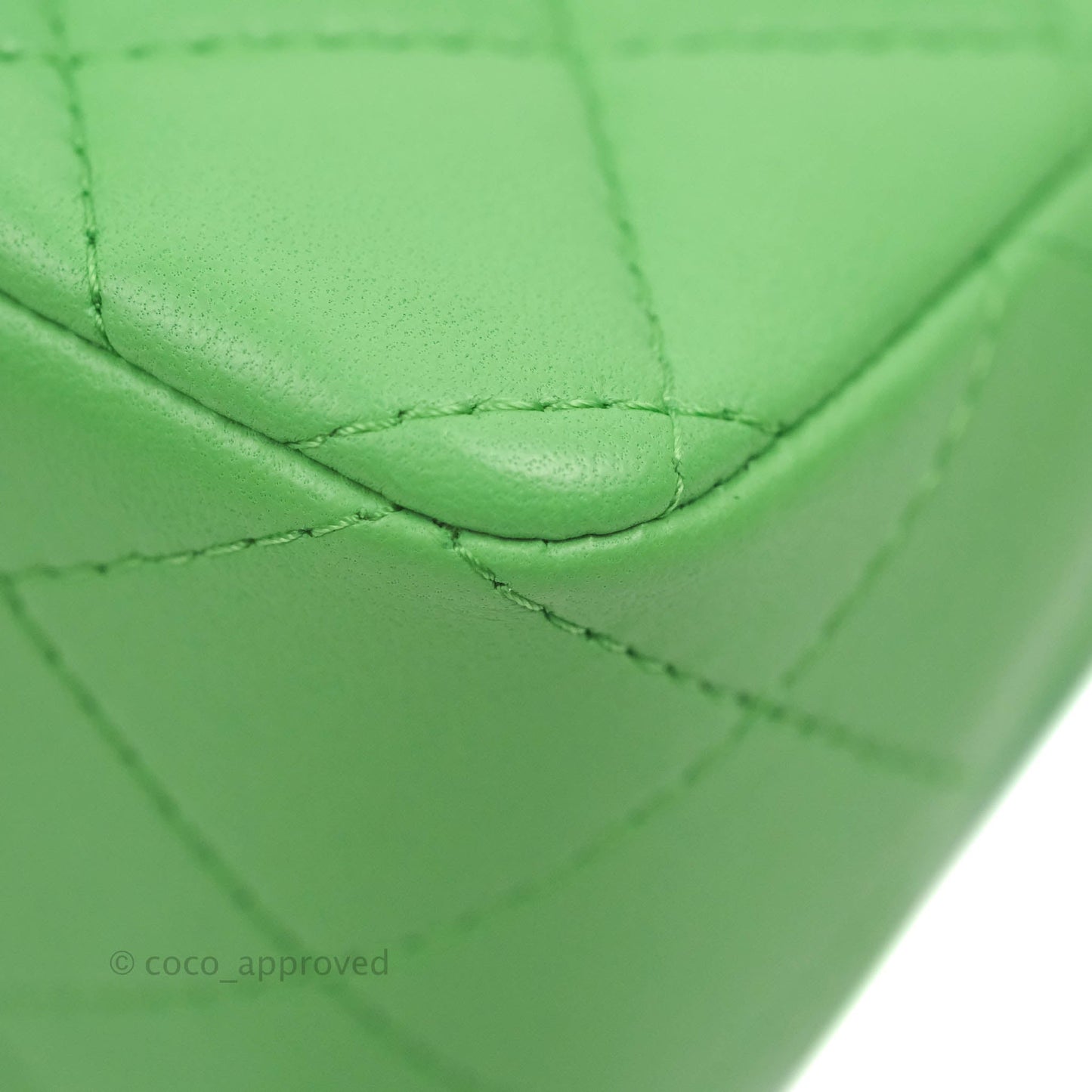 Chanel Mini Rectangular Green Lambskin Rainbow Hardware