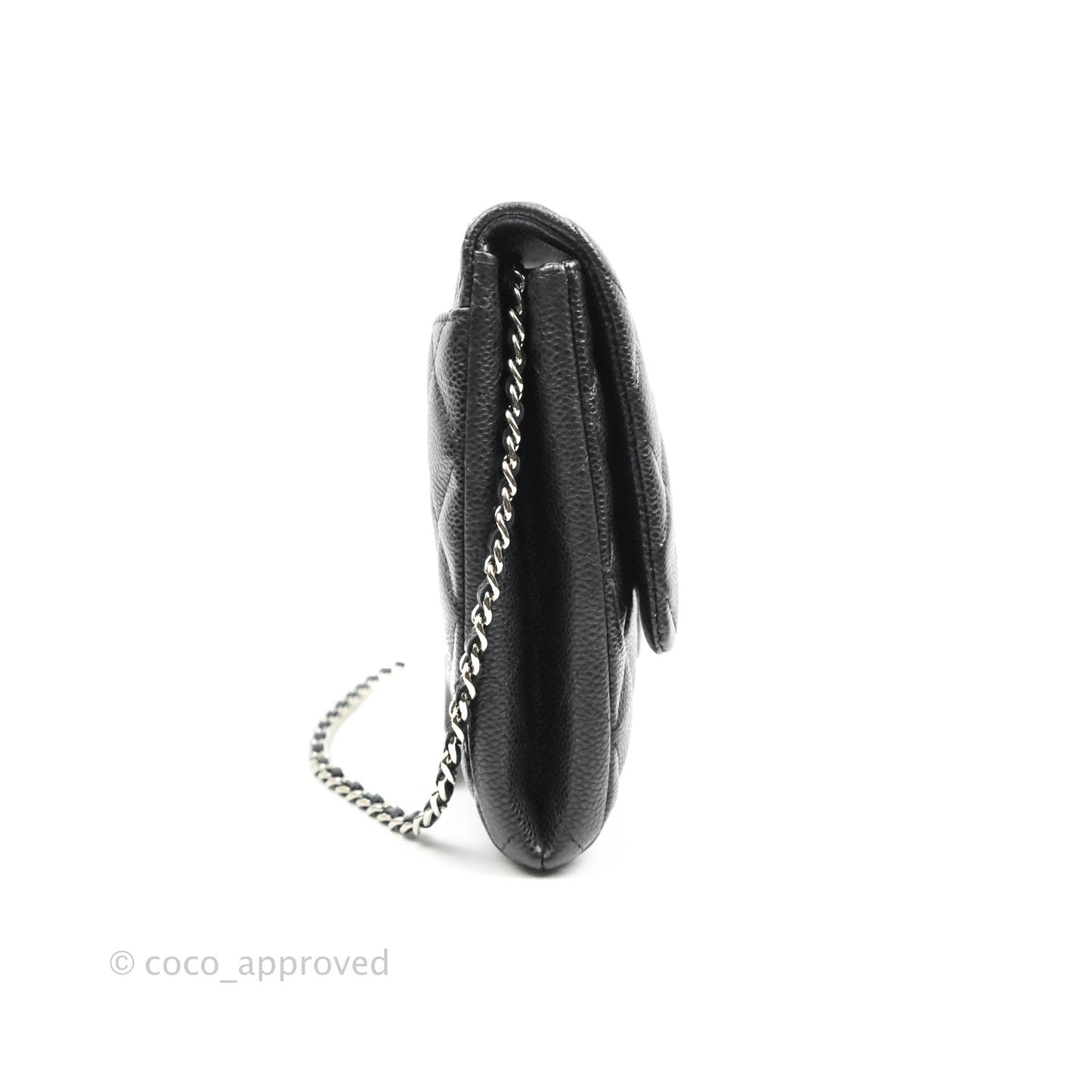 Chanel Quilted Clutch with Chain Caviar Black Silver Hardware