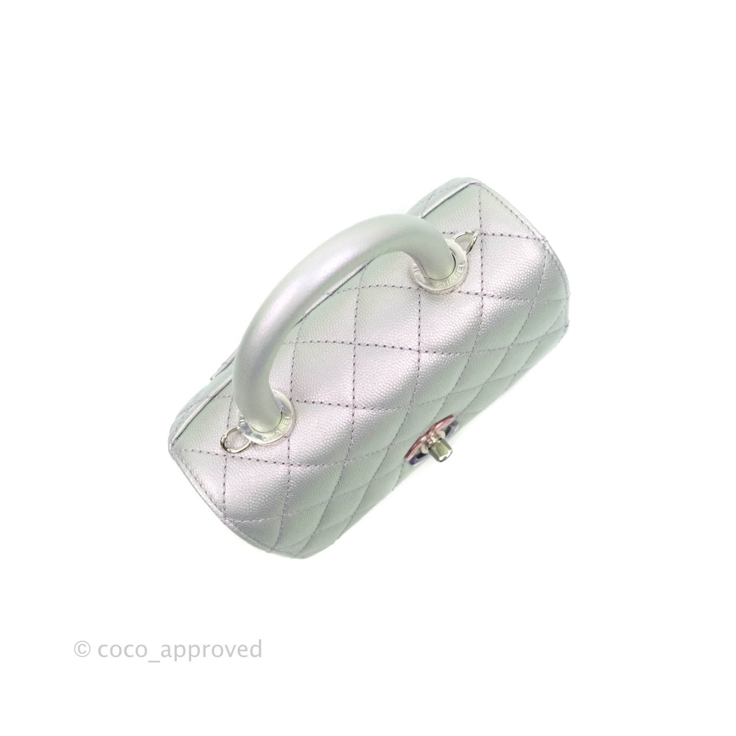 Chanel Extra Mini Coco Handle Quilted Iridescent Lilac Caviar Rainbow Hardware