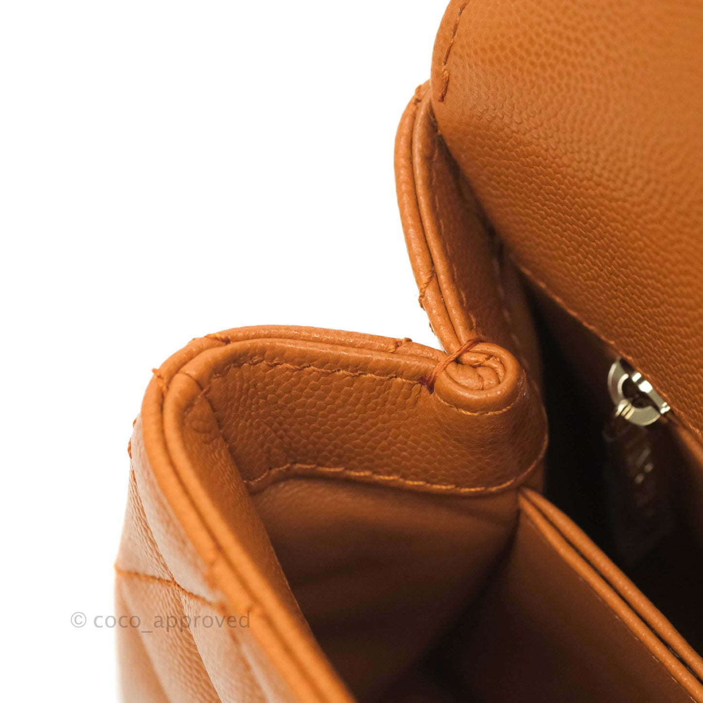 Chanel Small (Mini) Coco Handle Quilted Caramel Brown Caviar Gold Hardware 21A