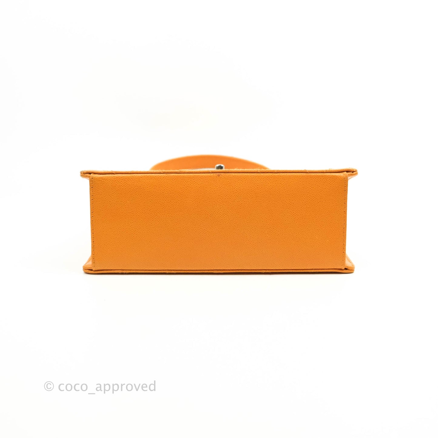 Chanel Vintage Quilted Top Handle Flap Bag Saffron Yellow Caviar Silver Hardware