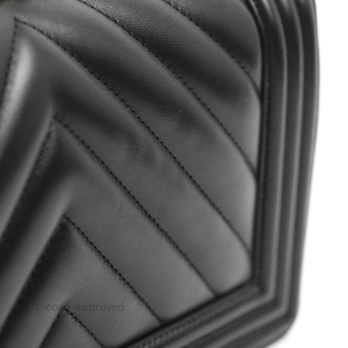 Chanel Medium Chevron Boy Black Lambskin Gold Hardware