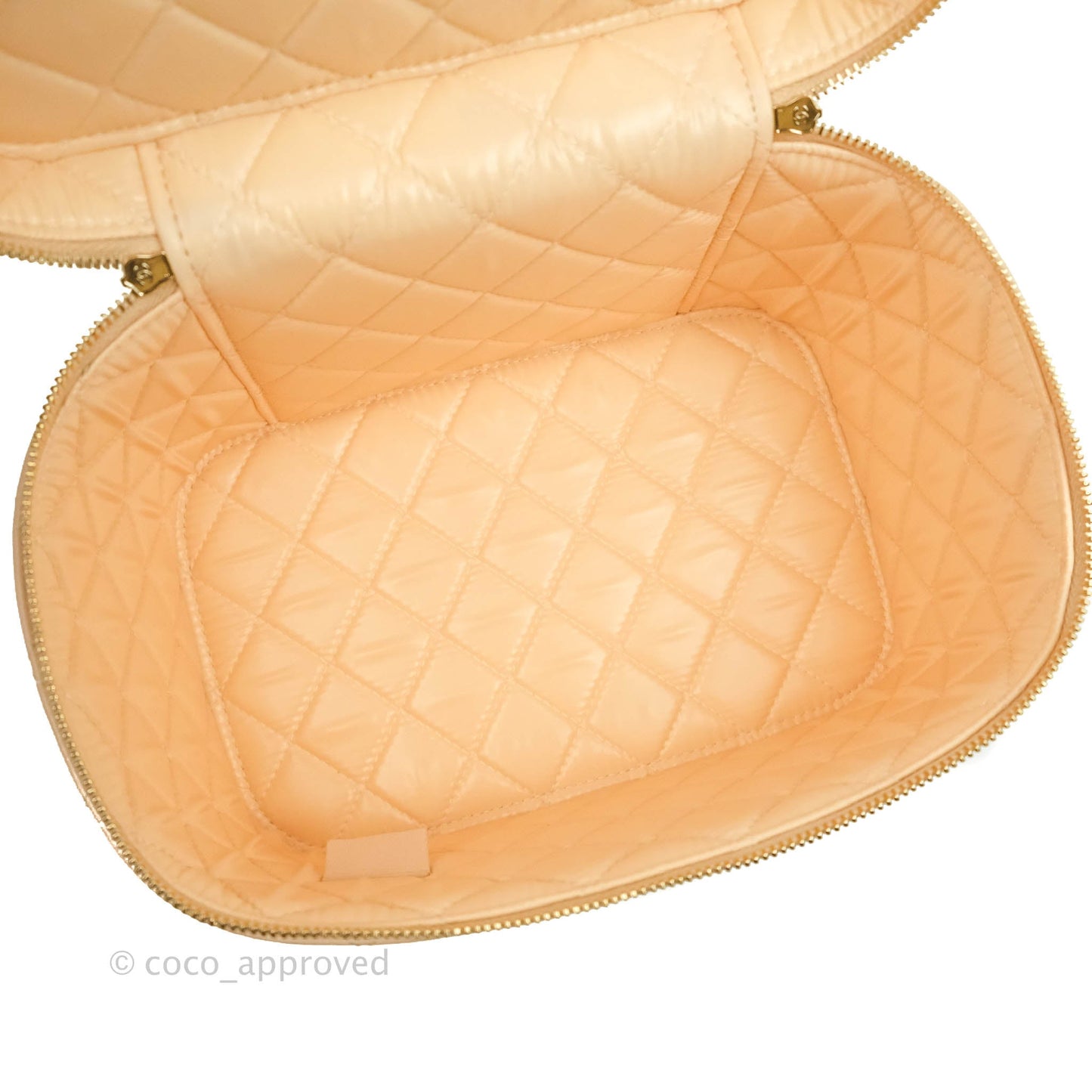 Chanel Classic Vanity Pouch with Handle Light Beige Lambskin Gold Hardware