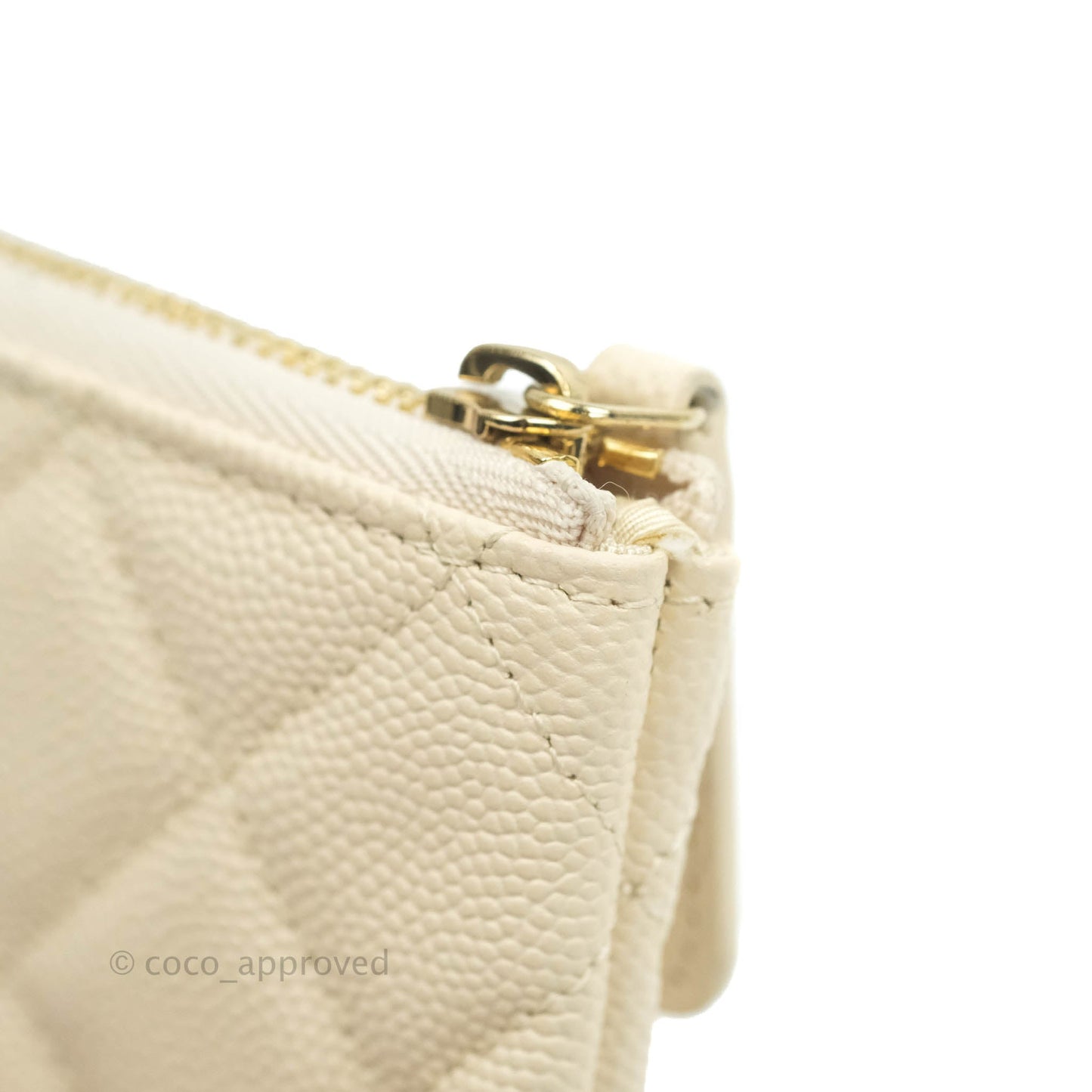 Chanel Mini Quilted O Case Ivory Caviar Gold Hardware