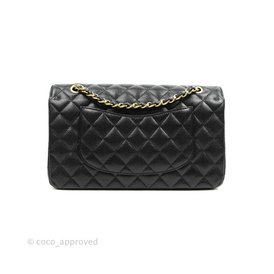 Chanel Classic M/L Medium Double Flap Black Caviar Gold Hardware
