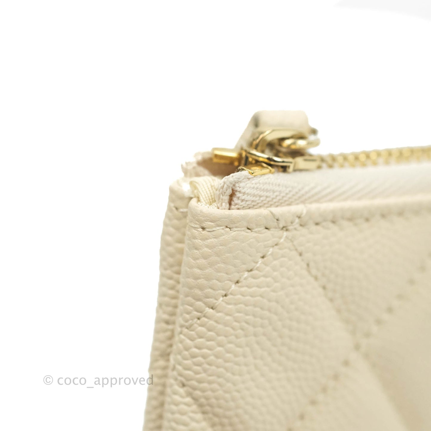Chanel Mini Quilted O Case Ivory Caviar Gold Hardware