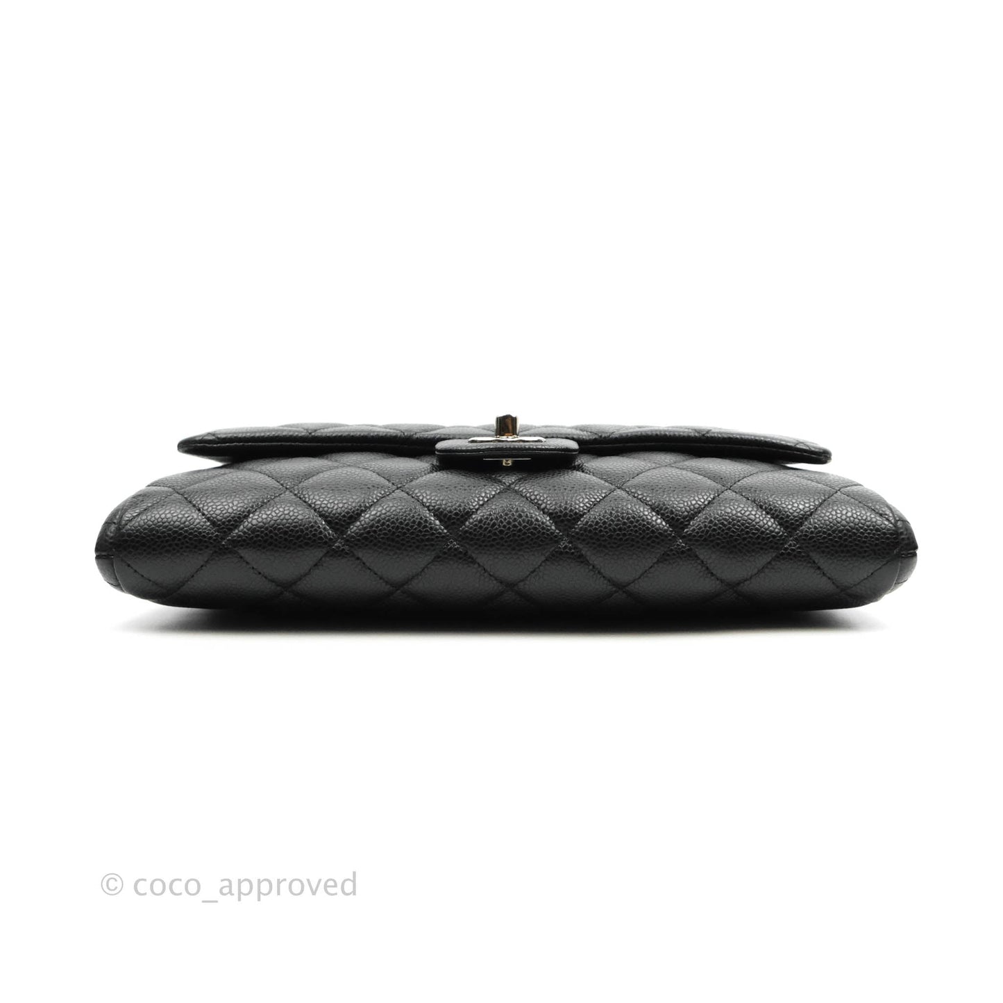 Chanel Quilted Clutch with Chain Caviar Black Silver Hardware