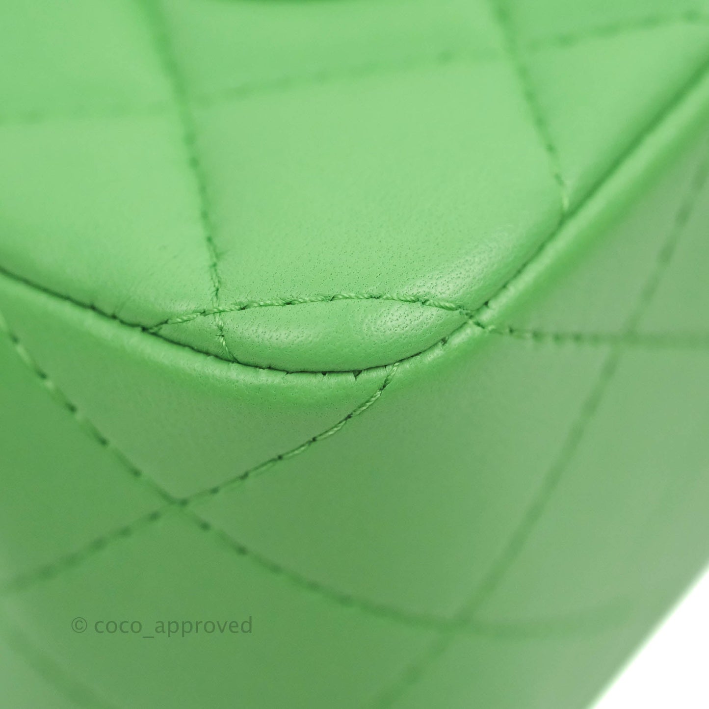 Chanel Mini Rectangular Green Lambskin Rainbow Hardware