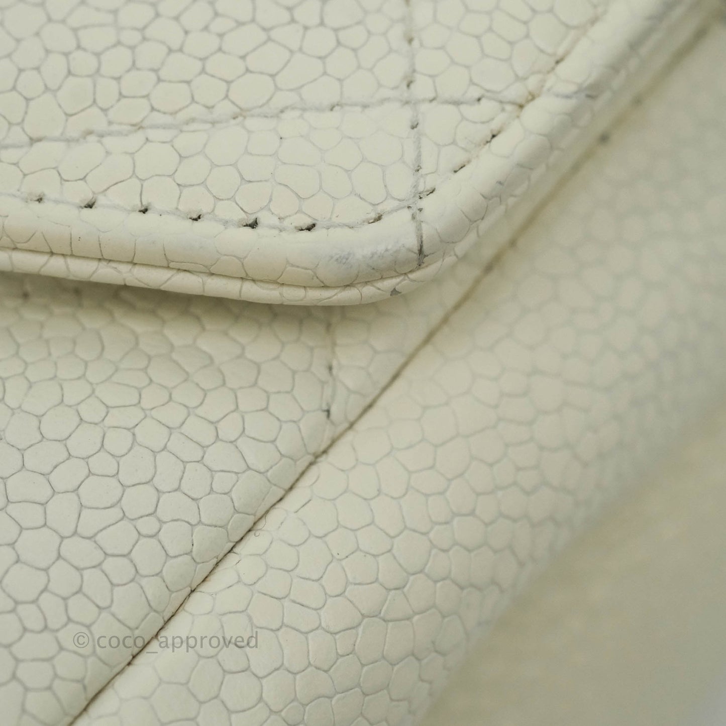 Chanel Vintage Quilted Flap Bag White Caviar 24K Gold Hardware
