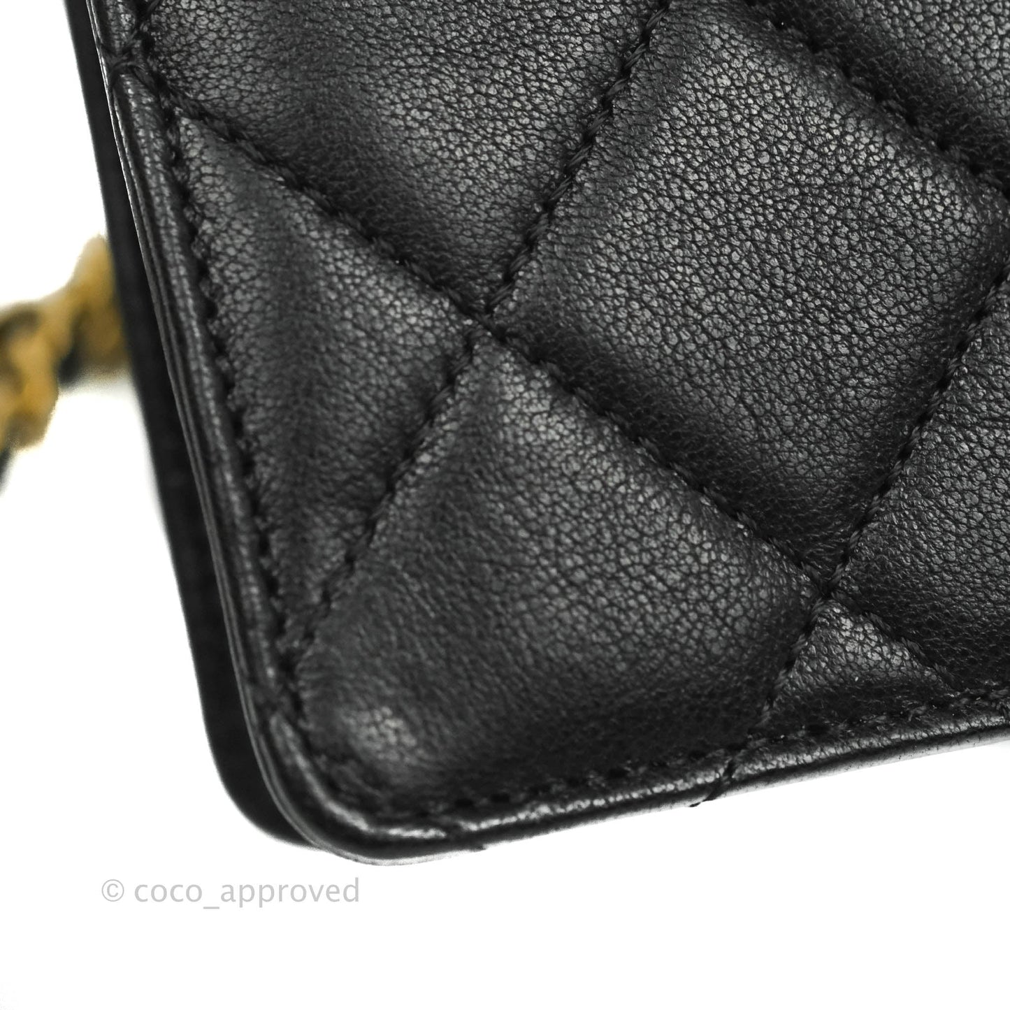 Chanel Large Quilted Pearl Chain Flap Bag Black Lambskin Aged Gold Hardware 19S