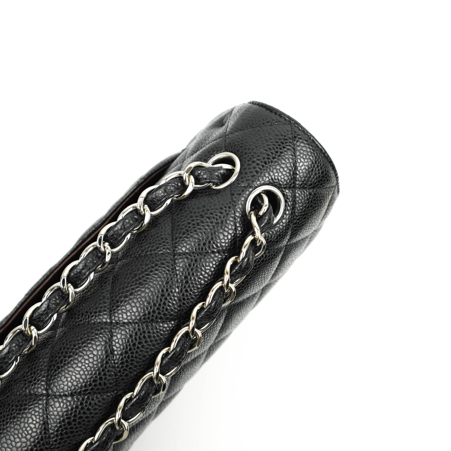 Chanel Quilted Maxi Double Flap Black Caviar Silver Hardware