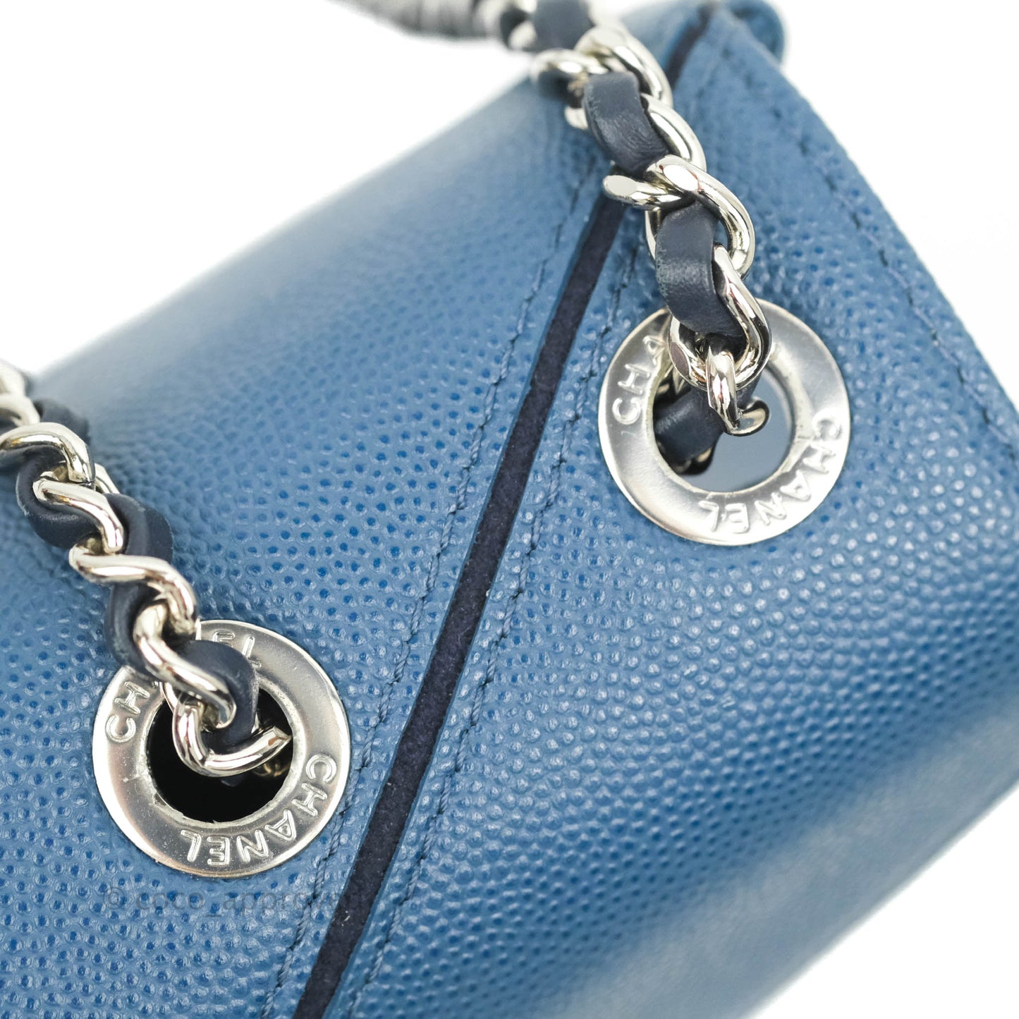 Chanel CC Chevron Flap Bag Navy Caviar Silver Hardware